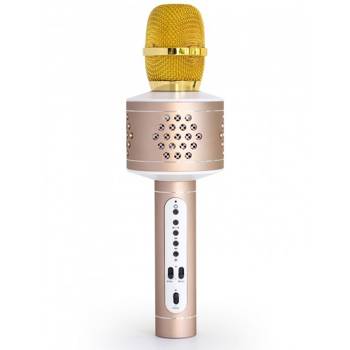 Bezprzewodowy mikrofon karaoke z głośnikiem Technaxx Bluetooth, do 10m (srebrno-złoty)