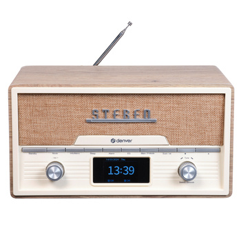 Drewniane centrum muzyczne retro Denver MDA-525DW z radiem light wood