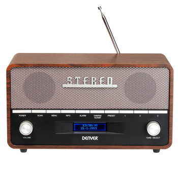 Radio retro Denver DAB-36 z drewnianą obudową